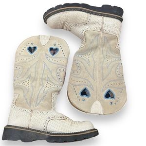 Ariat Cream and Blue Heeled Boots